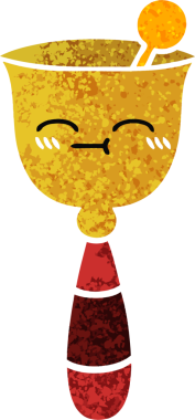 Bir insan tarafından çizilmiş okul çanının retro çizim stili karikatürü