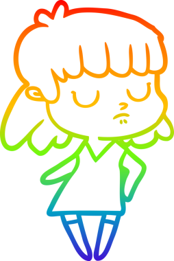 gökkuşağı gradyan çizgi çizimi bir insan tarafından çizilmiş ilgisiz bir kadın