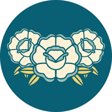 Bir insan tarafından çizilmiş bir buket çiçeğin ikonik dövme şekli