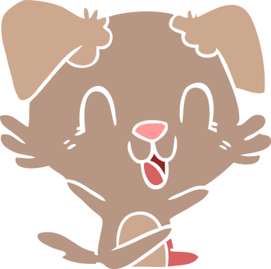 Bir insan tarafından çizilmiş düz renkli çizgi film köpeği.