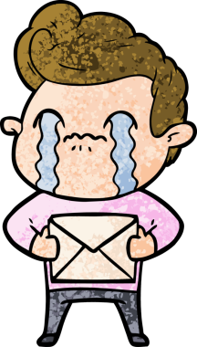 Bir insan tarafından çizilmiş ağlayan çizgi film adamı.