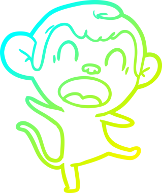 Bir insan tarafından çizilmiş bağıran çizgi film maymunu çizimi.