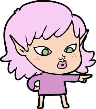 Bir insan tarafından çizilmiş güzel elf kızı.