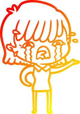 Bir insan tarafından çizilmiş ağlayan çizgi film kızı çizimi.