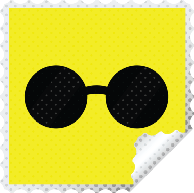 Bir insan tarafından çizilmiş güneş gözlüğü grafikli kare etiket