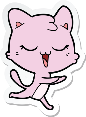 Bir insan tarafından çizilmiş mutlu çizgi film kedisinin çıkartması.