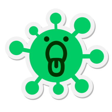 Bir insan tarafından çizilmiş soluyan virüs etiketi