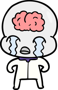 Bir insan tarafından çizilmiş koca beyinli bir uzaylı ağlaması.