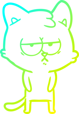 Sıkılmış çizgi film kedisinin insan tarafından çizilmiş soğuk gradyan çizgisi