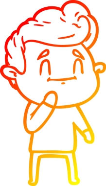 Bir insan tarafından çizilmiş mutlu bir çizgi film karakteri çizimi.