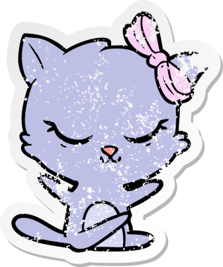 Bir insan tarafından çizilmiş şirin bir çizgi film kedisinin sıkıntılı çıkartması.