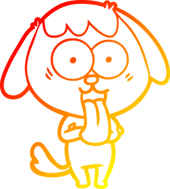 Bir insan tarafından çizilmiş sevimli bir köpeğin sıcak çizgi çizgisi.