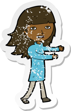 Bir insan tarafından çizilmiş mutlu bir kız çizgi filminin gerilimli yapıştırması.