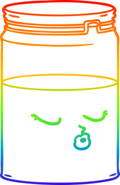 gökkuşağı gradyan çizgi çizimi bir insan tarafından çizilmiş cam bir kavanoz