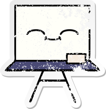 Bir insan tarafından çizilmiş beyaz bir karikatür çıkartması.