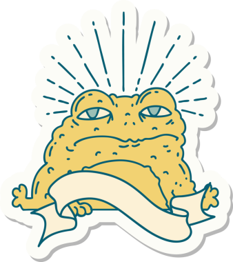 Bir insan tarafından çizilmiş dövme stili karakteri çıkartması.