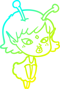 Bir insan tarafından çizilmiş güzel bir uzaylı kız çizimi.