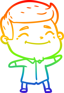 gökkuşağı gradyanı çizimi bir insan tarafından çizilmiş mutlu bir çizgi film adamı