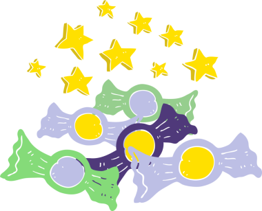 Bir insan tarafından çizilmiş şekerin düz renk çizimi