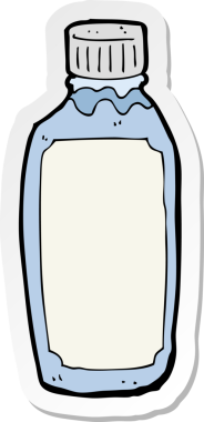 Bir insan tarafından çizilmiş karikatür su şişesinin etiketi.