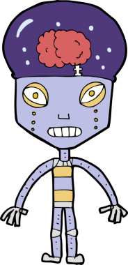 Bir insan tarafından çizilmiş garip robot.