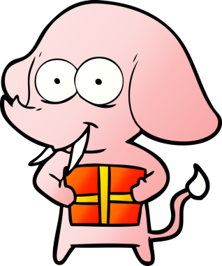 Bir insan tarafından çizilmiş mutlu bir çizgi film fili.