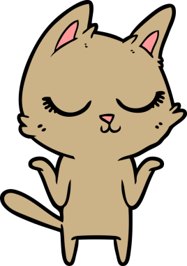 Bir insan tarafından çizilmiş sakin çizgi film kedisi.