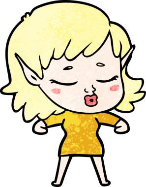 Bir insan tarafından çizilmiş güzel elf kızı.