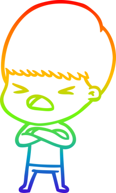 gökkuşağı gradyan çizgi çizimi bir insan tarafından çizilmiş stresli bir adam