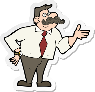 Bir insan tarafından çizilmiş bir bıyıklı adamın çıkartması.