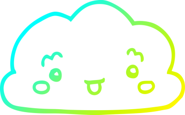 Bir insan tarafından çizilen karikatür bulutunun soğuk gradyan çizimi