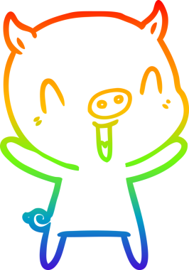 gökkuşağı gradyan çizimi mutlu çizgi domuz çizimi bir insan tarafından çizilmiş