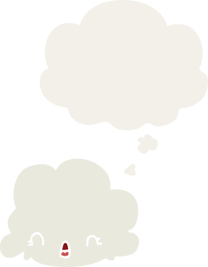 Düşünce baloncuğu olan karikatür bulutu insan tarafından çizilmiş.