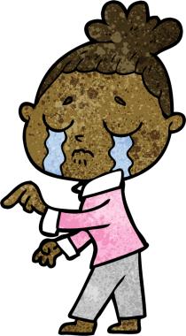 Bir insan tarafından çizilmiş ağlayan kadın çizgi filmi.