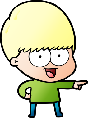 Bir insan tarafından çizilmiş mutlu çizgi film çocuğu.