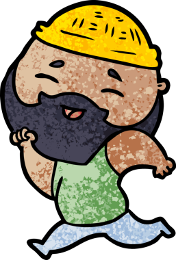 Bir insan tarafından çizilmiş mutlu sakallı bir adam.