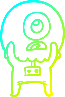 Bir insan tarafından çizilmiş soğuk gradyan çizgi çizimi Kiklops uzaylı uzay adamı