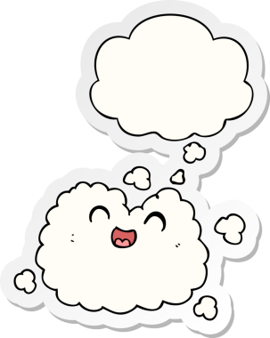 çizgi film mutlu duman bulutu düşünce baloncuğu bir insan tarafından çizilmiş çıkartma