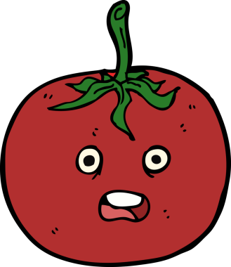 Bir insan tarafından çizilmiş domates çizgi filmi.