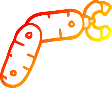 Bir insan tarafından çizilmiş bir robot kolun sıcak gradyan çizgisi.