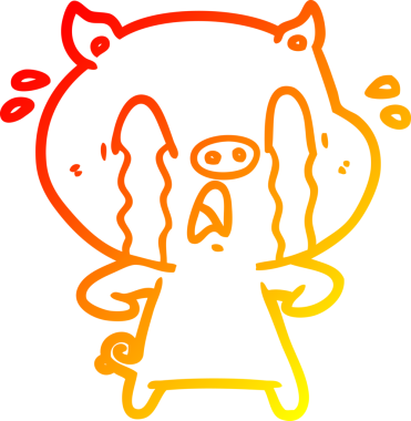 Bir insan tarafından çizilmiş, ağlayan bir domuz çizgi filmi.