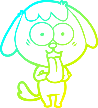 Bir insan tarafından çizilmiş şirin bir çizgi köpeğin soğuk gradyan çizgisi.