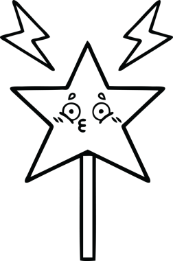 Bir insan tarafından çizilmiş sihirli bir değnek çizimi.