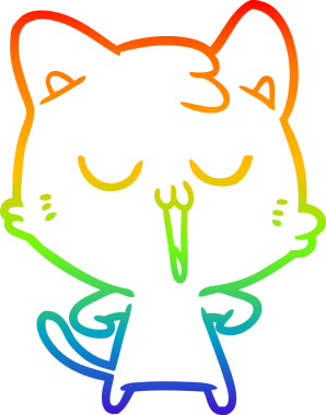 gökkuşağı gradyan çizgi çizimi bir insan tarafından çizilmiş bir çizgi film kedisi