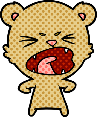 Bir insan tarafından çizilmiş kızgın çizgi film ayısı.