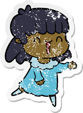 Bir insan tarafından çizilmiş karikatür bir kadının sıkıntılı çıkartması.