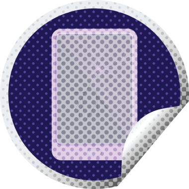 Kırık elektronik tablet vektör dairesel etiketi bir insan tarafından çizilmiş.