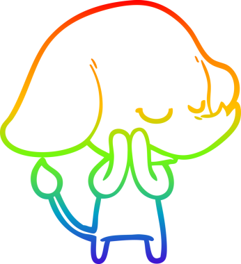 Bir insan tarafından çizilmiş gülümseyen bir filin çizgi çizimi.