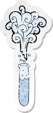 Bir insan tarafından çizilmiş karikatür test tüpünün gerilimli yapıştırması.