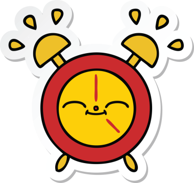 Bir insan tarafından çizilmiş şirin bir çizgi film çalar saatinin çıkartması.